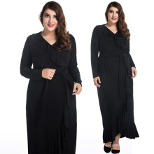 Art und Weise schwarze Dame Kleid langen Stil Volants Rock XL bis 8 XL plus Größe Kleider
